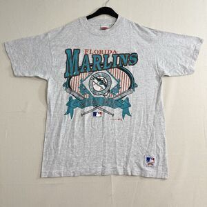 Gray Nutmeg Vintage Florida Marlins Baseball T-Shirt  MLB  XLarge 1991 USA Made